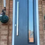 Composite Newthorpe door with "satin glass