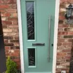Composite door in chartwell green and "abstract" glass - Clifton